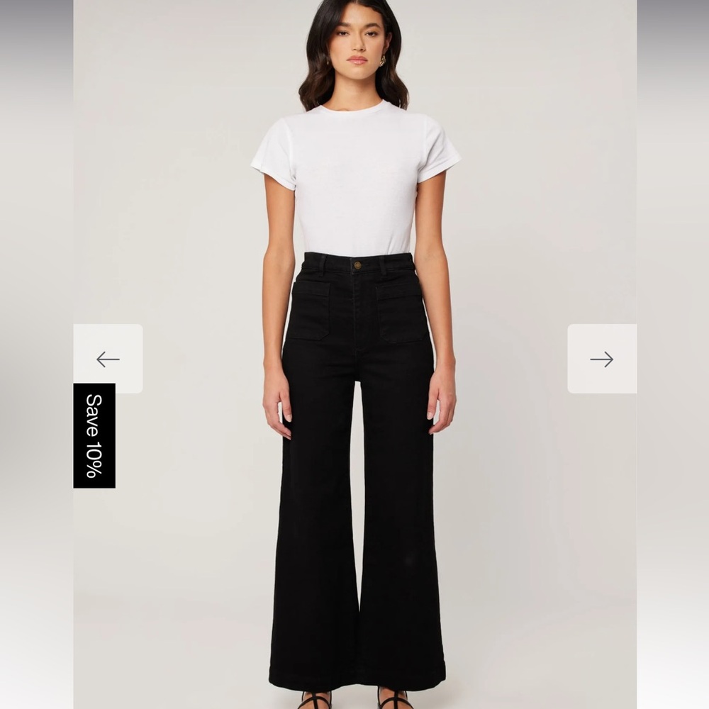 ROLLAS high rise wide leg black pant, size 29